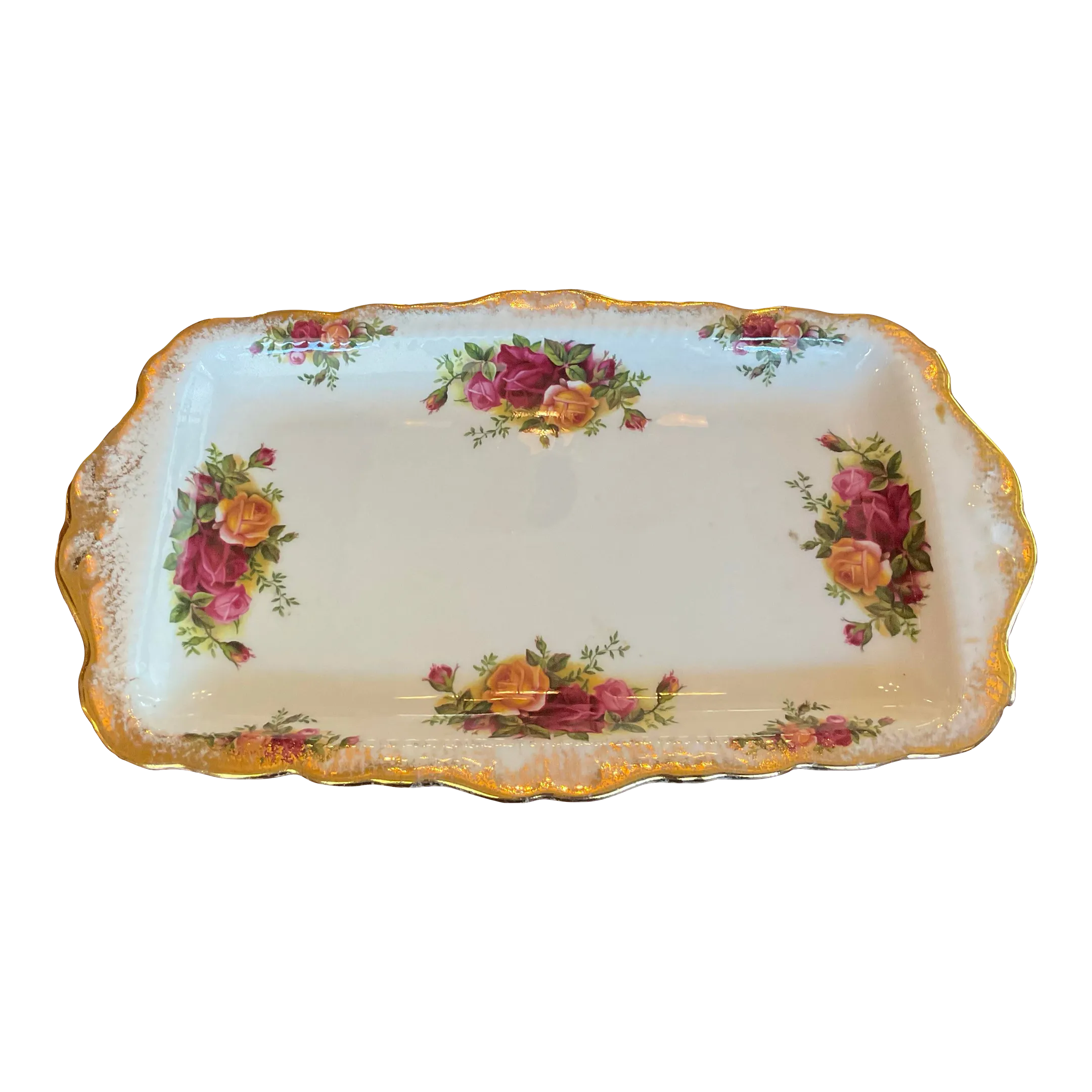 Royal Albert - Old Country Roses Sandwich Tray Gift - Vintage Fine Bone China Serveren - Groot formaat - Bloemenpatroon, 30cm