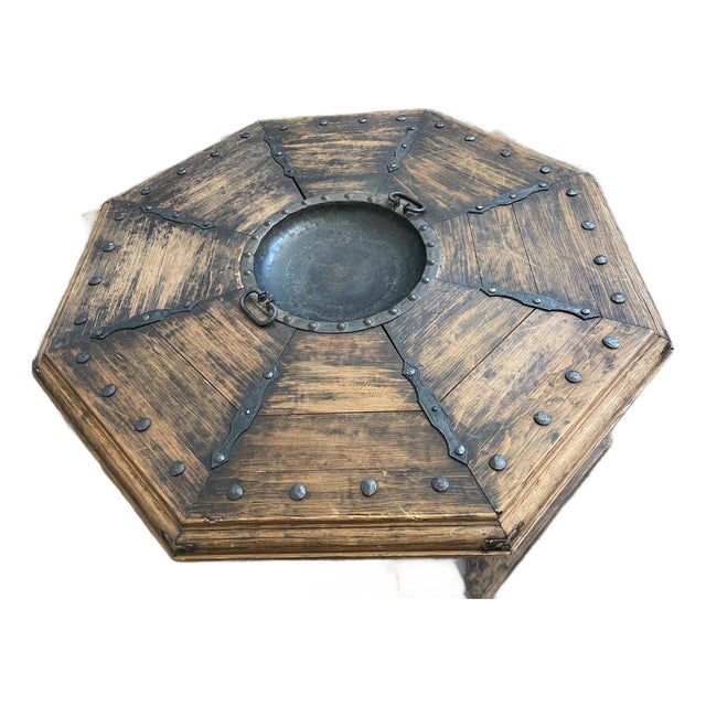 Vintage Spanish Revival Octagon Brazier Coffee Table For Sale