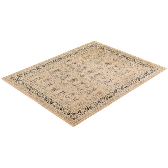 Beige Mogul Collection Hand-Knotted Area Rug - Beige 8' 1" x 10' 1" For Sale - Image 8 of 9