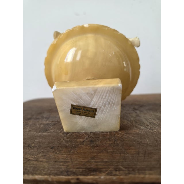 Stone Vintage Italian Alabaster Bird Bowl, Hand Carved Alabaster Compote, Mid Century Italian Stone Dish, Hollywood Regency Decor For Sale - Image 7 of 11
