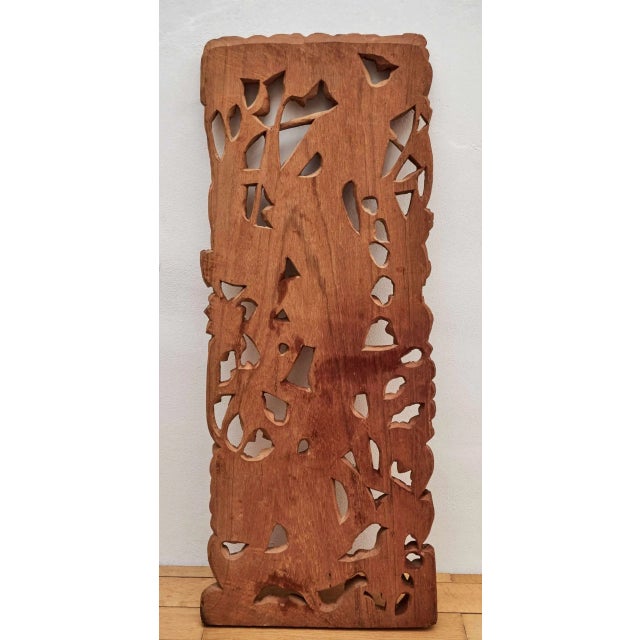 Wood Vintage Carved Wooden Panel, Bali For Sale - Image 7 of 8