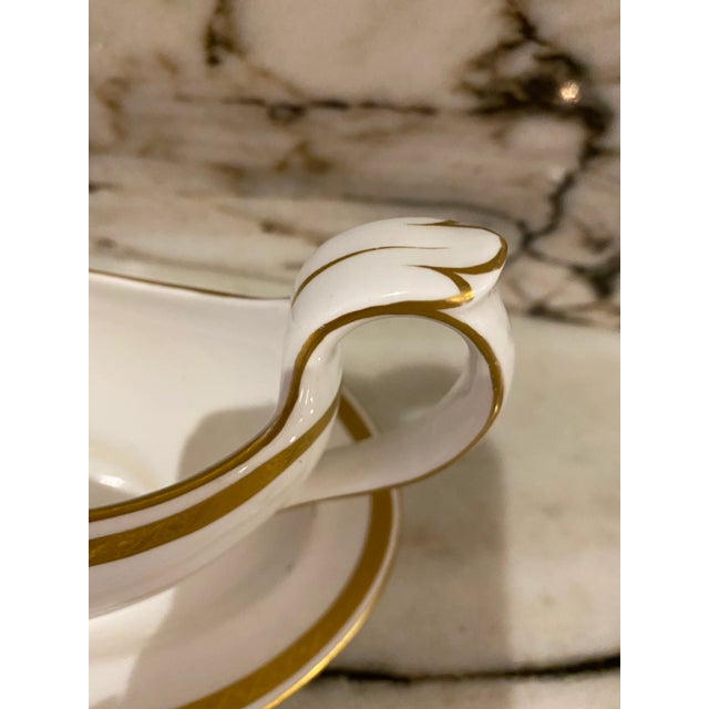 1930s English White & Gold Saucer W/ Underplate For Sale - Image 5 of 6