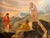 A finely rendered allegorical oil painting by Eugene Califano (1893–1974), depicting a dramatic figural scene set among...