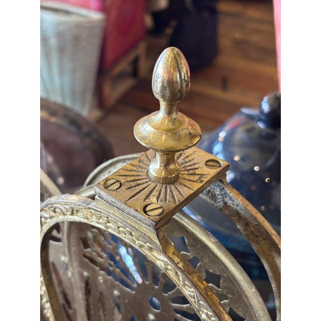 Antique Brass Peacock Fan Fire Screen For Sale - Image 4 of 10