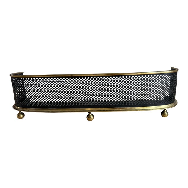 Exceptionally Elegant Antique Victorian Brass & Pierced Steel Fireplace Fender - 38" For Sale