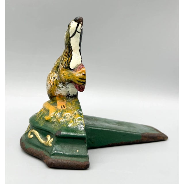 Mid-Century Modern Vintage Painted Cast Iron Mouse Doorstop – Whimsical Cottagecore Decor For Sale - Image 3 of 9
