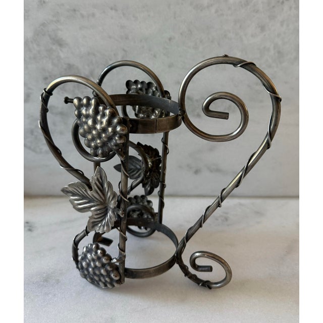 Vintage Metal Wine Bottle Rack With Grape Leaf Design For Sale - Image 10 of 12
