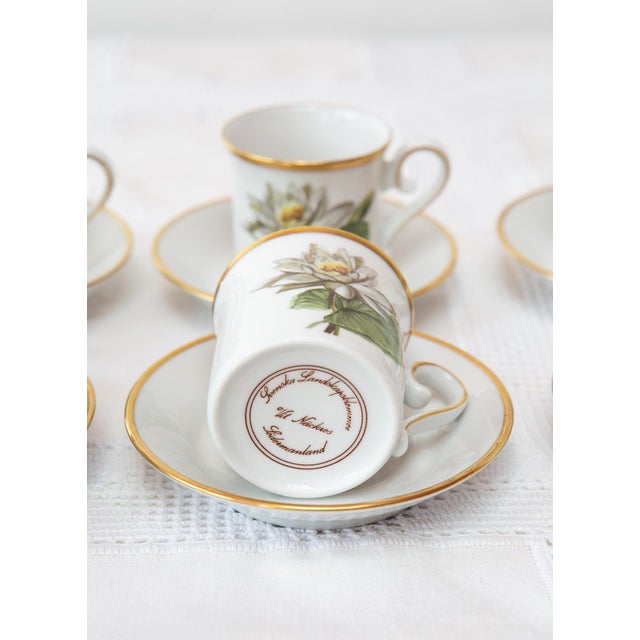 Swedish White Water Lily Coffee Cups for 8, 1970s, Set of 16 For Sale - Image 6 of 7