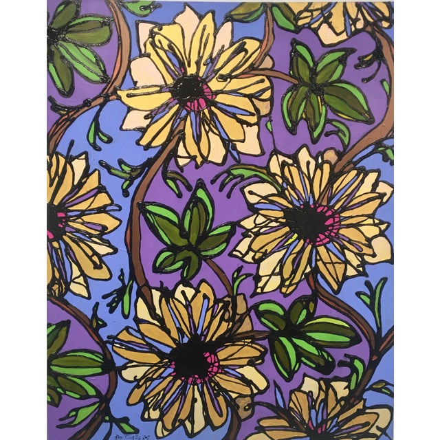 Passion Flower, Woven Series Painting For Sale