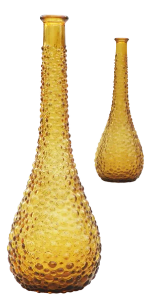 Mid-Century Empoli Amber Bubble Glass Bottle Vases, 1960, Set of 2