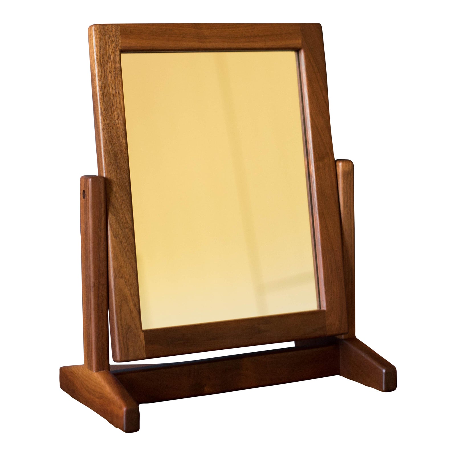 Studio Mid Century Modern Walnut Swivel Vanity Table Mirror With Stand