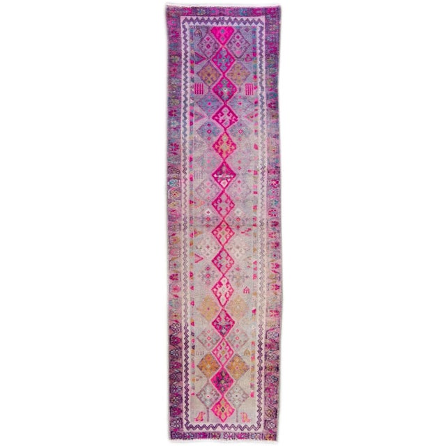 1960s Turkish Geometric Multi Color Wool Runner For Sale - Image 9 of 9