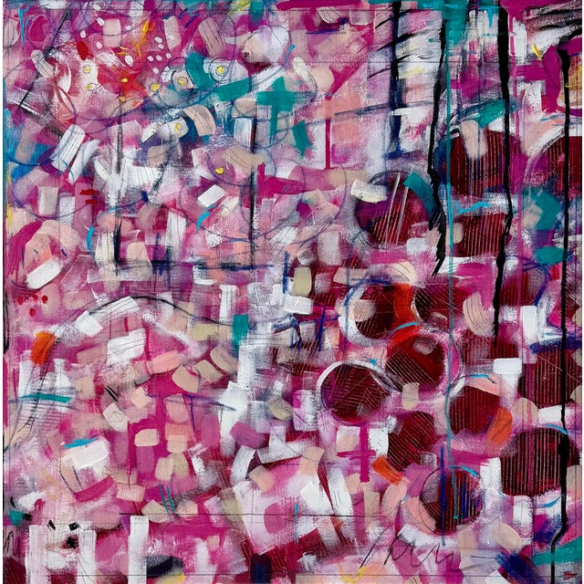 "French Pink" Abstract Acrylic Painting by Paula DeStefanis For Sale - Image 4 of 12