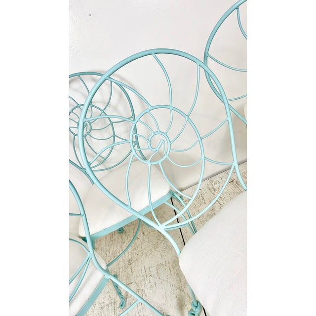 Wrought Iron Nautilus Shell Dining Set- Table and 4 Chairs For Sale - Image 10 of 12