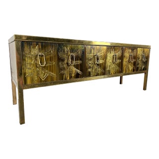 Bernard Rohne for Mastercraft Brass Credenza For Sale