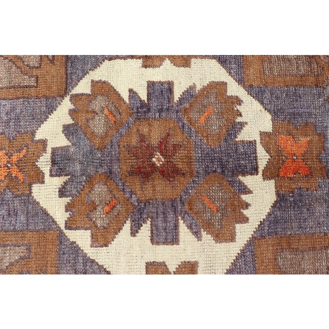 Taupe Turkish Vintage Oushak Rug With Medallions in Red, Taupe, Olive and Gray For Sale - Image 8 of 12