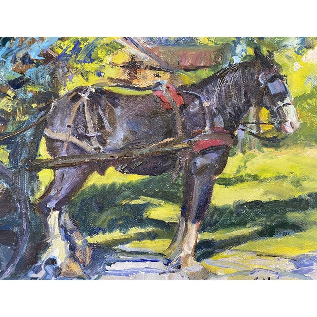 Realism "16 Hands" ~ Lorie Batson, Original Oil Painting, an Amish Horse Patiently Waits Before a Day's Work Begins. For Sale - Image 3 of 14