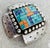 Metal Vintage Early Dian Malouf Silver Hammered Cross Pin, Brooch- Turquoise, Sugilite, Spiny Oyster Mosaic Center, Beaded Surround & Incised Cross Pattern For Sale - Image 7 of 10