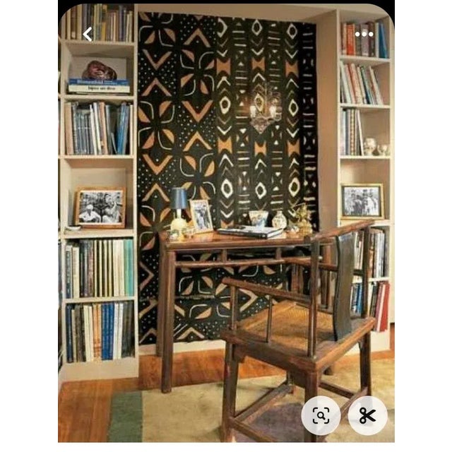 Brown Malian Brown & White Mud Cloth Textile 62' H For Sale - Image 8 of 8