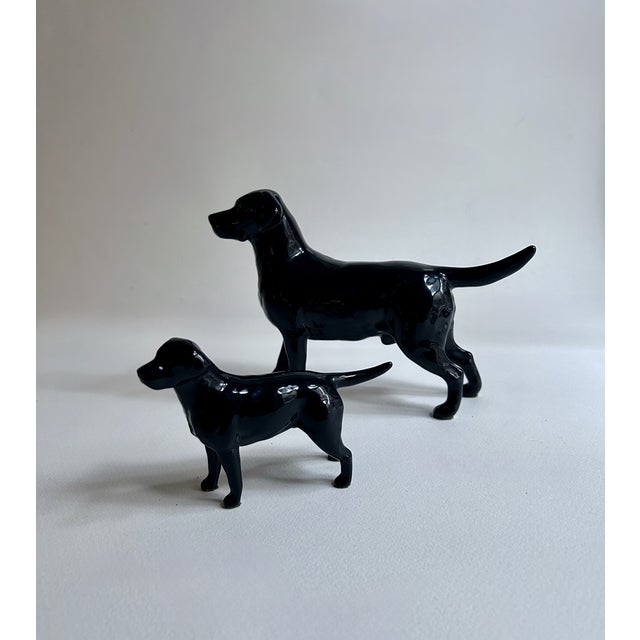 Two British Beswick Black Labrador Dog Porcelain Figurines, C. 1960 For Sale - Image 10 of 17