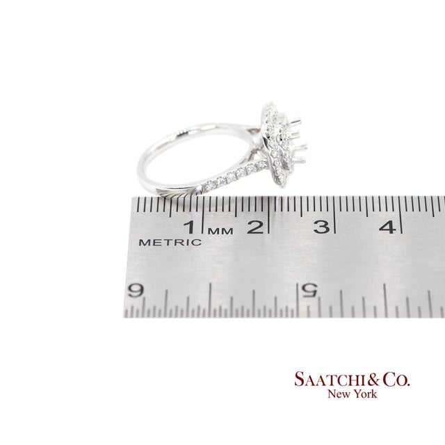 Platinum 950 Natural Brilliant Diamond Semi Mount Ring Size 6.5 For Sale - Image 9 of 9