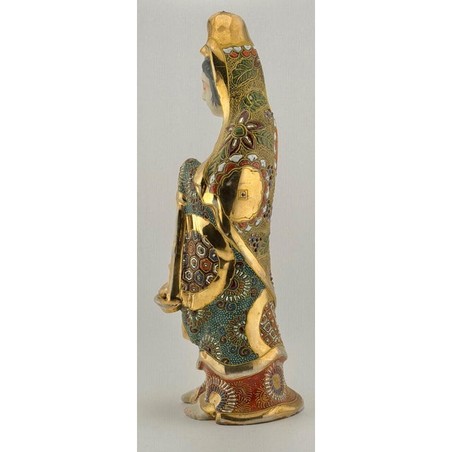 Mid 20th Century Beautiful Japanese Kutani Porcelain Kannon Statue-Signed W/Fish Basket For Sale - Image 4 of 8