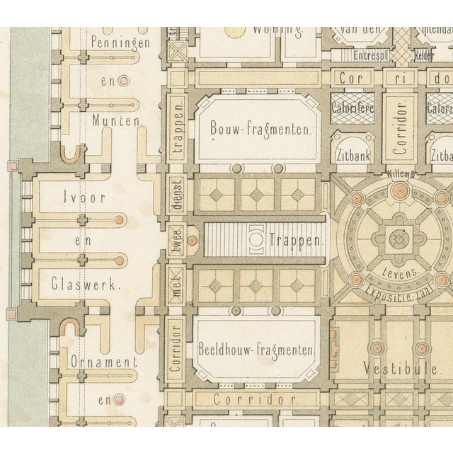 19th Century Dutch Museum King Willem III Architecture Print attributed to Leliman, 1860s For Sale - Image 5 of 12