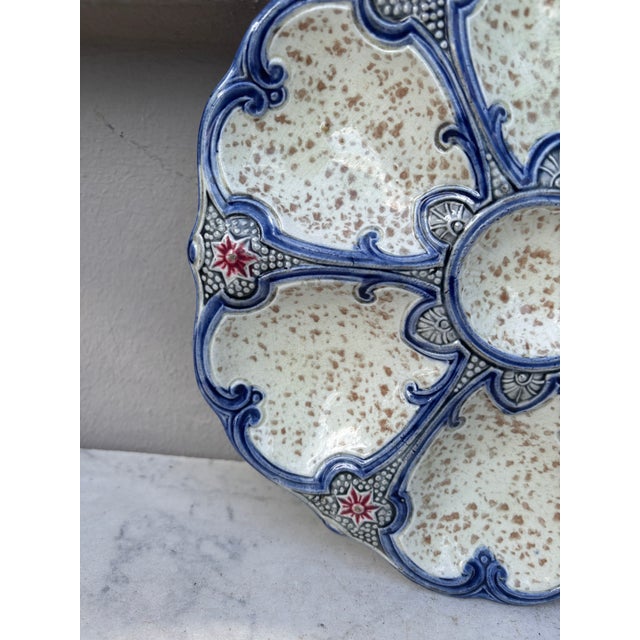 Nautical 19th Century Majolica Oyster Plate Wasmuel For Sale - Image 3 of 4