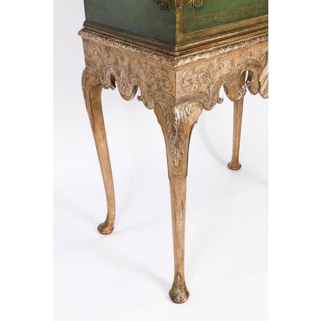 Mid-Century Green Lacquered Cocktail Cabinet on Stand from Harrods, 1940s For Sale - Image 11 of 18