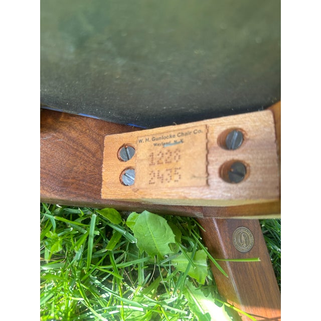 Blue Gunlocke Mid Century Walnut Occasional Desk Chair For Sale - Image 8 of 12