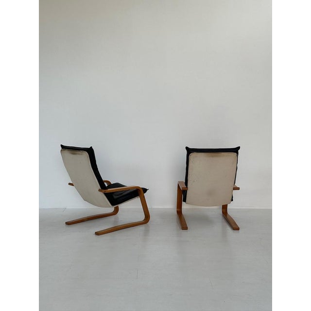 Vintage Leather Armchairs and Pouf, 1970s, Set of 3 For Sale - Image 13 of 18