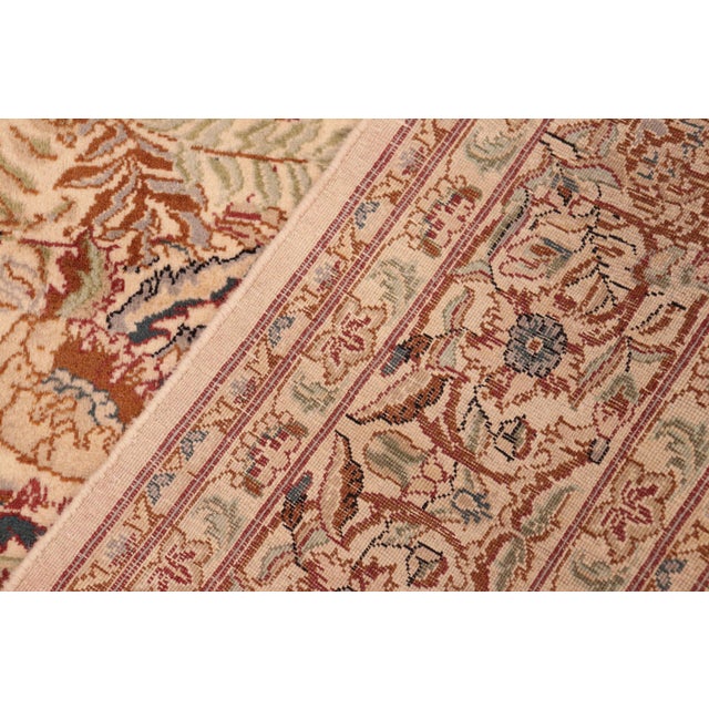 Textile Shabby Chic Floral 1990's Pak-Persian Beige/Gold Wool Rug - 6'3'' X 9'1'' For Sale - Image 7 of 9