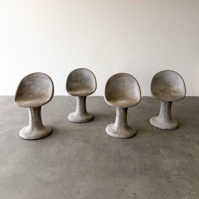 Vintage 1970s Willy Guhl Brutalist Concrete Tulip Chairs Set of 4 Unmarked For Sale In Palm Springs - Image 6 of 16