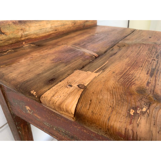 Wabi Sabi Rustic Wooden Table with Drawer and Shelf, 1930s For Sale - Image 10 of 18