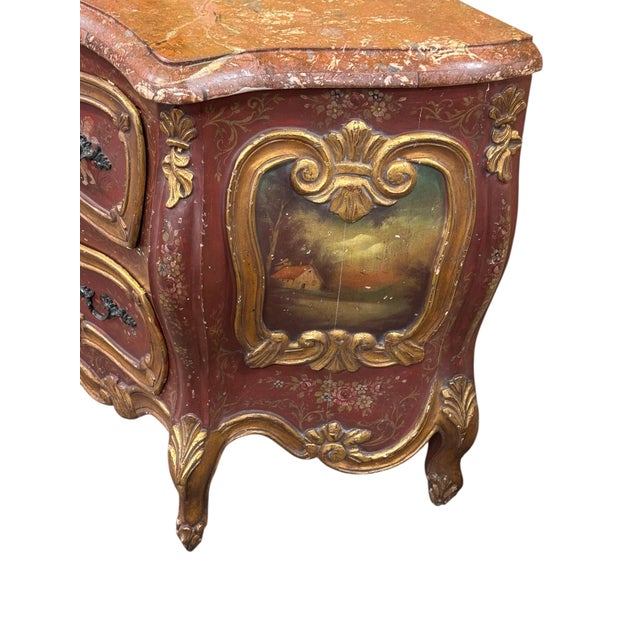 18th Century 18th C Venetian Painted Marble Top Commode For Sale - Image 5 of 10