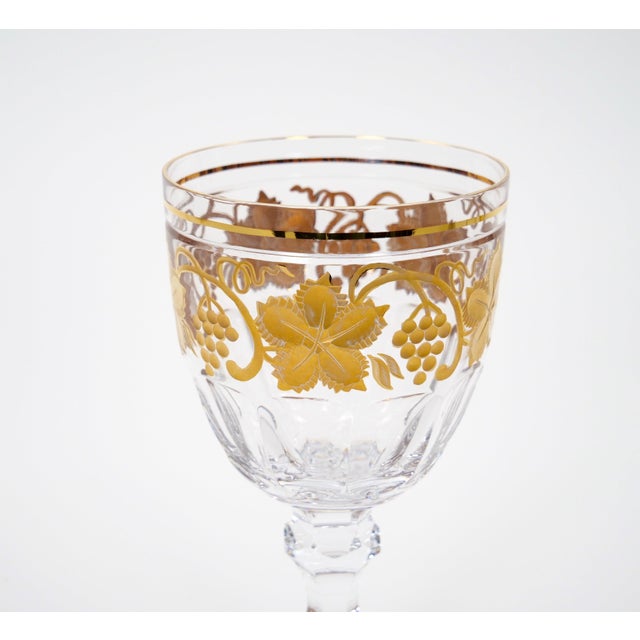Gold Val Saint Lambert Set of 12 Gilt Gold-Decorated Tableware Wine / Water Service For Sale - Image 8 of 12
