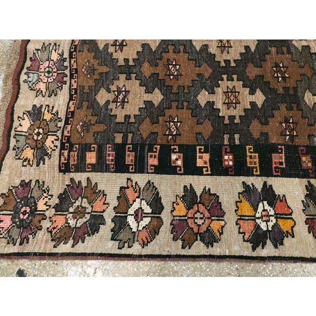 Taupe Galerie Shabab Collection Mid-20th Century Handmade Turkish Anatolian Gallery Rug For Sale - Image 8 of 10