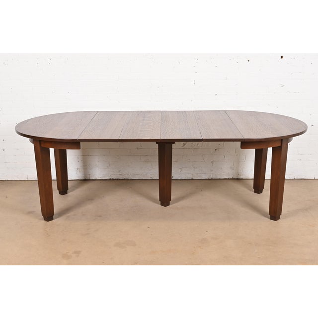 Wood Stickley Antique Mission Oak Arts & Crafts Extension Dining Table, Circa 1910 For Sale - Image 7 of 12