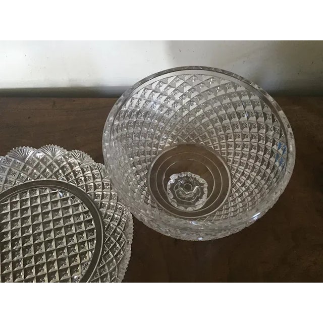 Antique 1890 American Glass Cut Crystal Cheese Dome & Tray For Sale - Image 9 of 12