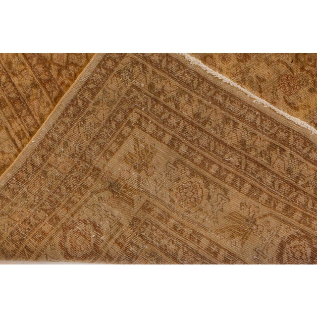 Authentic Persian Tabriz Brown Handmade Wool Rug For Sale - Image 4 of 6