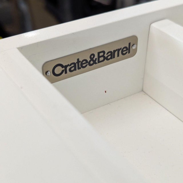 Wood Crate and Barrel White X-Leg Modern Desk For Sale - Image 7 of 9