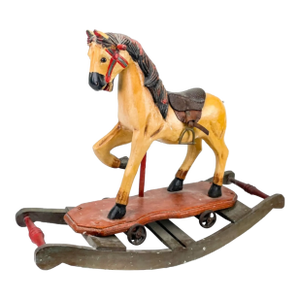 Vintage Hand Painted Carved Rocking Horse