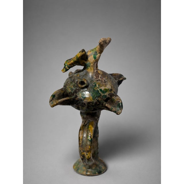 Ceramic Antique French Saintonge Glazed Terracotta Bird Roof Finial Sculpture For Sale - Image 7 of 10