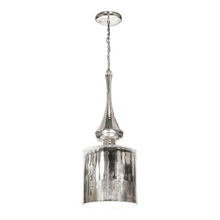 Modernist Hand-Blown Murano Mercury Glass Pendant Chandelier W/ Chrome Fittings For Sale
