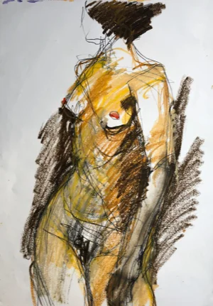 Angela Lyle "Turning" Contemporary Mixed Media on Paper 2019