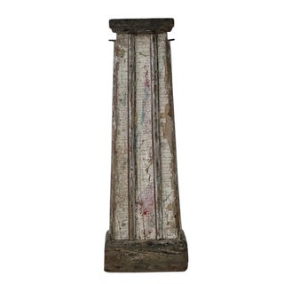 Early 20th Century Architectural Salvage Column Like Wood Hitching Post Pedestal, Naturally Distressed For Sale