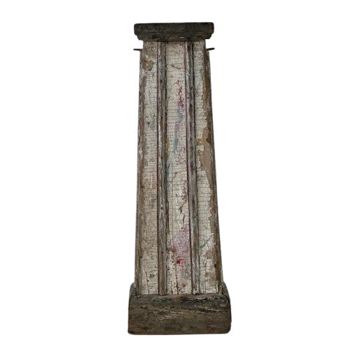 Early 20th Century Architectural Salvage Column Like Wood Hitching Post Pedestal, Naturally Distressed For Sale