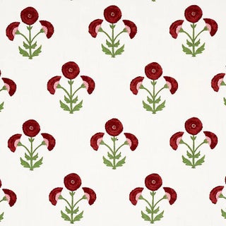 Schumacher Saranda Flower Fabric in Cardinal For Sale