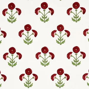 Schumacher Saranda Flower Fabric in Cardinal
