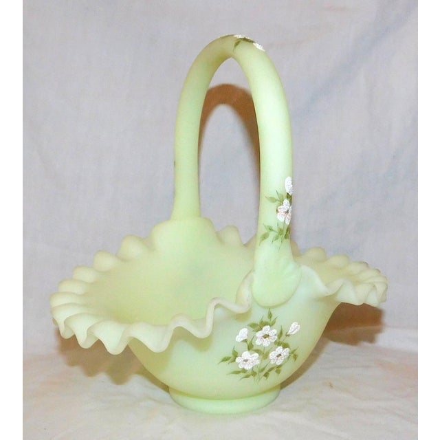Mid 20th Century Fenton Custard Glass Basket Chairish